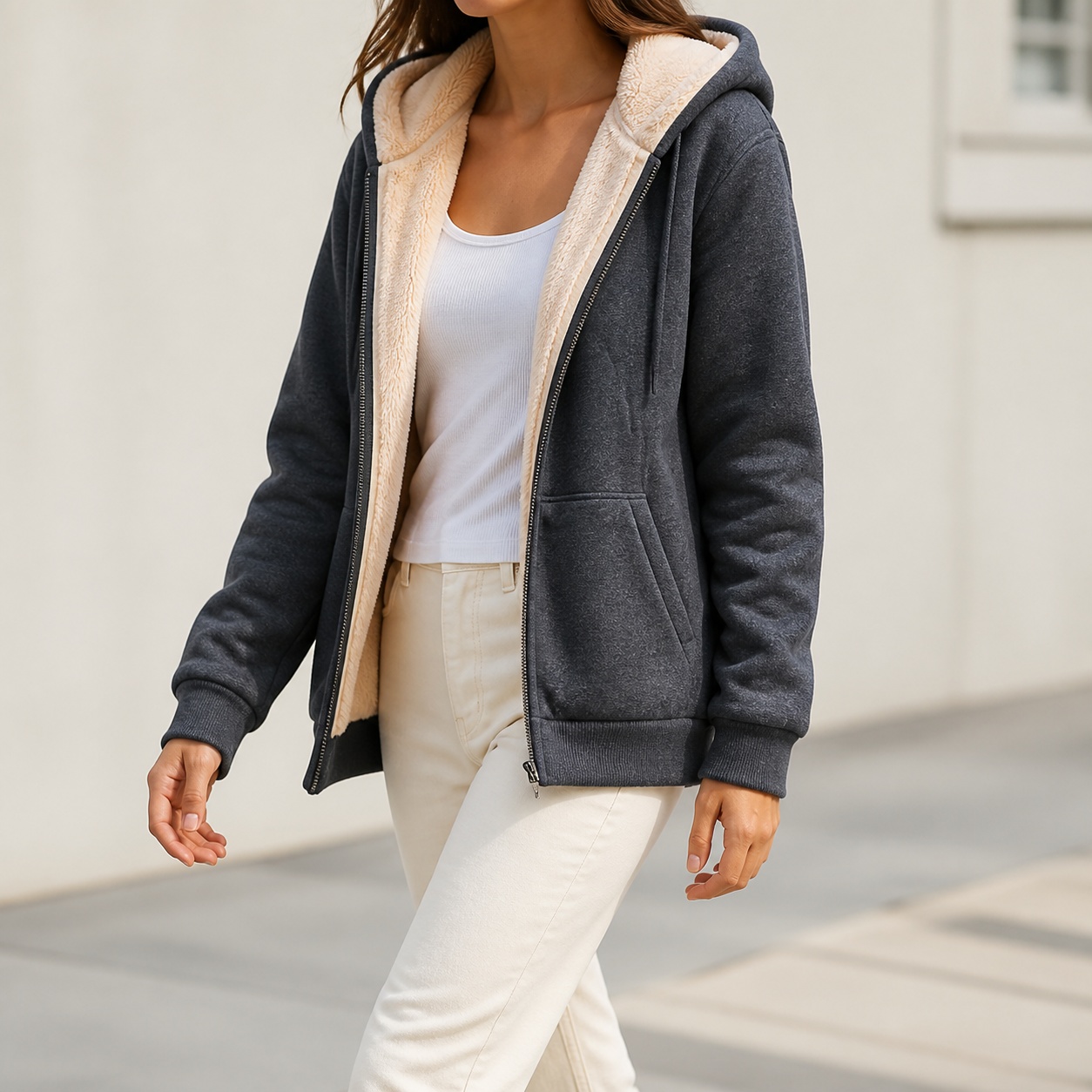 Winter Clothing Sale Women - 여성용 겨울옷 세일 지퍼업 후드티 루즈핏