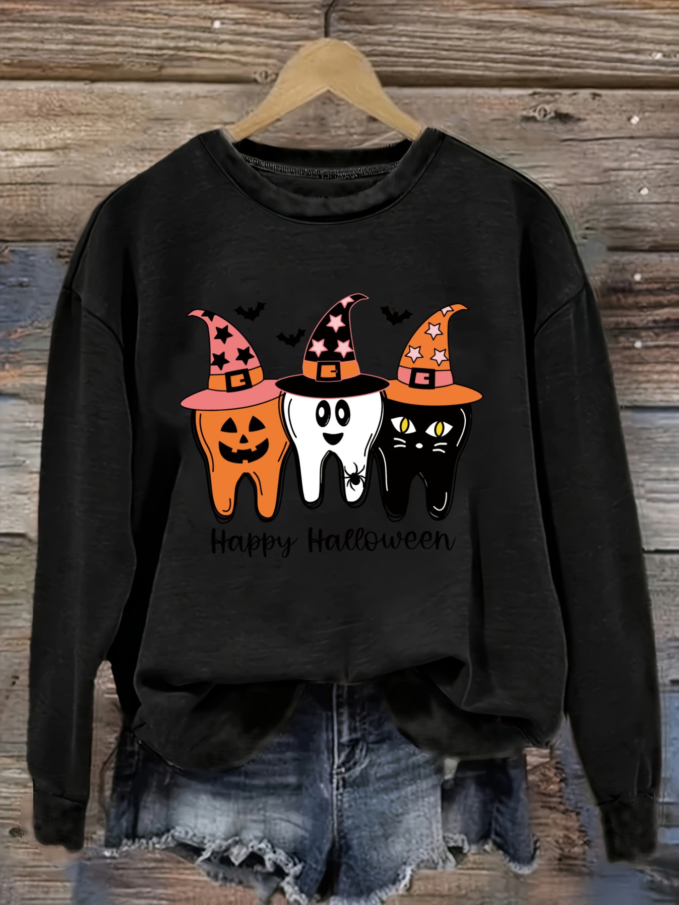Winter Clothing Usa - 여성용 캐주얼 긴소매 크루넥 티셔츠, 해피