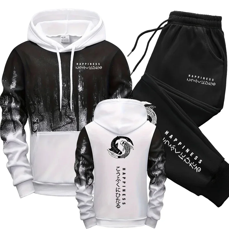 일본 패션 남성 트랙수트 후드티 스웨트팬츠 2피스 세트 - Winter Clothing Japan 리뷰 및 가격