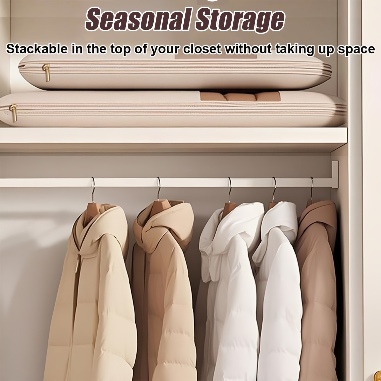 베이지색 압축 보관백, 40% 공간 절약 진공 밀봉,  - Winter Clothing Organizer 리뷰 및 가격